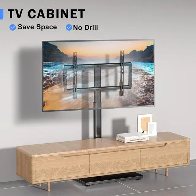 Alt view image 2 of 7 - Universal Pedestal TV Stand with Bracket for 32"-75" TVs Floor TV Stand w/Cable Management Holds 132lbs Max VESA 600x400mm TS004H