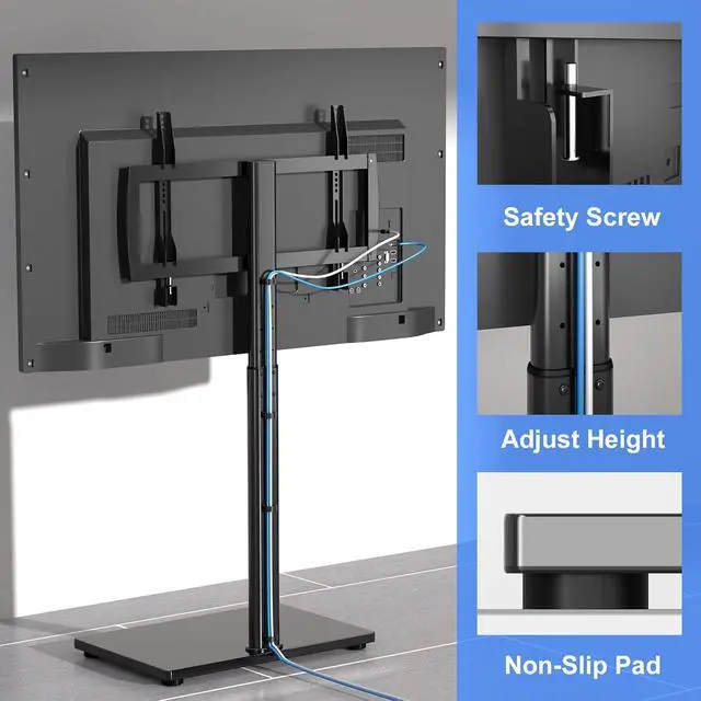 Alt view image 6 of 7 - Universal Pedestal TV Stand with Bracket for 32"-75" TVs Floor TV Stand w/Cable Management Holds 132lbs Max VESA 600x400mm TS004H