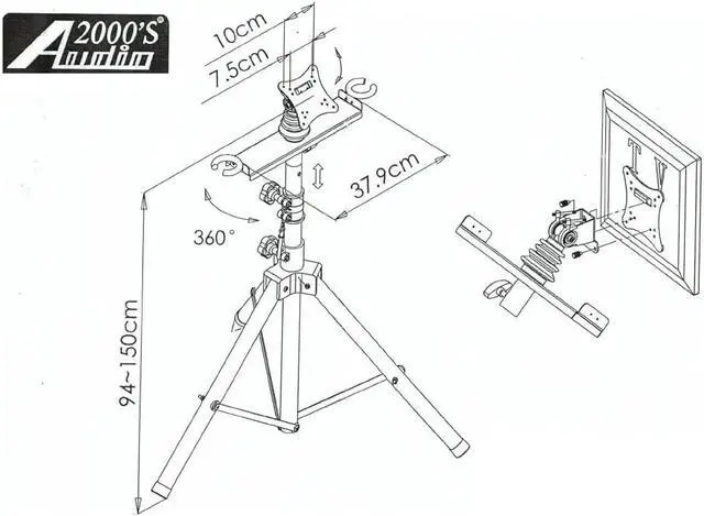 Alt view image 2 of 7 - Audio2000'S S420Y Portable Flat Screen Panel LCD LED TV Monitor Stand with Foldable Tripod Legs, Including a 100 X 100 mm Standard VESA Mounting Plate