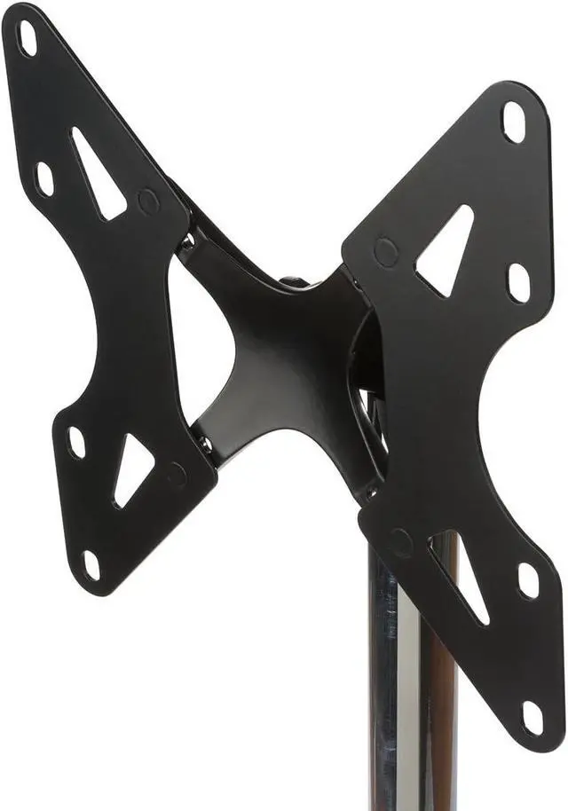 Alt view image 4 of 7 - Displays2go Television Mount Pole with Round Base, Height Adjustable Pole, Steel Construction  Black & Brushed Silver (TVSVM1332B)