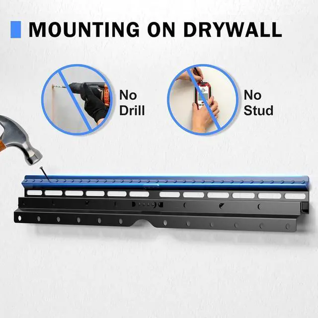 Alt view image 2 of 7 - No Stud TV Wall Mount, Drywall Studless TV Hanger for Most 32-75 inch Flat Screen TVs, Holds up to 100lbs, No Stud, No Drill, No Anchors, Easy Install (MF81M)