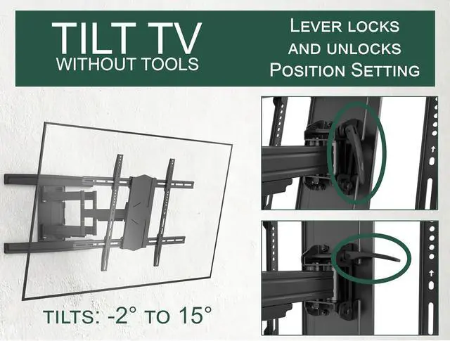 Alt view image 4 of 7 - ynVISION.DESIGN Heavy Duty TV Wall Mount for 65100 TVs, XXL Full Motion Bracket Extends 31.5, Tilt Swivel Leveling, 154 lbs Capacity, Max VESA 800x600, Fits Flat, LED, LCD, OLED, 4K, Smart TVs