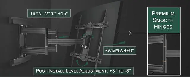 Alt view image 7 of 7 - ynVISION.DESIGN Heavy Duty TV Wall Mount for 65100 TVs, XXL Full Motion Bracket Extends 31.5, Tilt Swivel Leveling, 154 lbs Capacity, Max VESA 800x600, Fits Flat, LED, LCD, OLED, 4K, Smart TVs