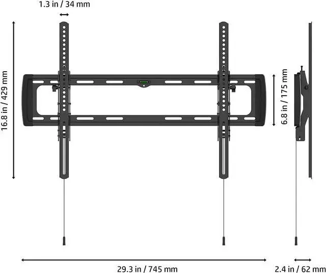 Alt view image 7 of 7 - ProMounts Low Profile Tilting TV Wall Mount Brackets for Most 37 to 110-inch Flat and Curved LED, LCD, Plasma Displays, Holds 143 lbs. Max VESA 600x400