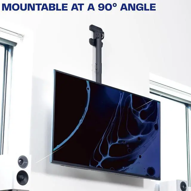 Alt view image 3 of 7 - Black TV Ceiling Mount for 43 to 86 inch Screens MOUNT-VC86-3 | Full Swivel Telescoping Height Adjustment 3ft Extension Pole Fits Pitched/Vaulted Roof Max VESA 600x400mm Holds 132 lbs