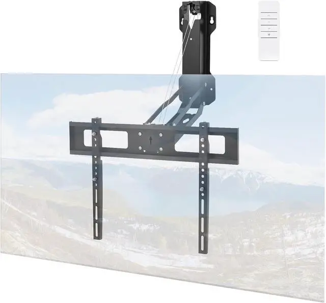 Main image of Motorized Fireplace TV Wall Mount for 32 to 75 inch Screen up to 88 lbs, Drop Down TV Mount Height-Adjustable, Black