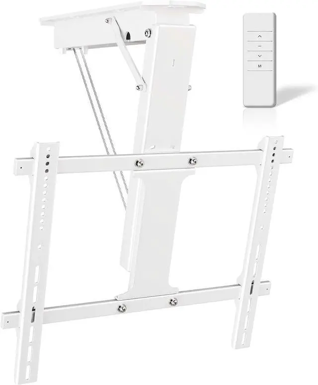 Main image of Ywin Electric Ceiling TV Mount with Remote, Motorized Ceiling TV Mount Flip Down Bracket for 32 to 70 inch, Flat and Curved Screen TVs, Pitched Roof VESA Mount(White)