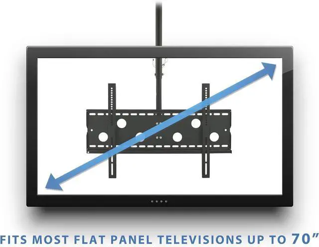 Alt view image 4 of 7 - Mount-It Ceiling TV Mount For 32 37 40 42 43 50 55 60 65 70 Inch Flat Panel Televisions, Articulating Hanging Swivel TV Pole Bracket Adjustable Height 175 Pound Capacity, Black (MI-501B), Single