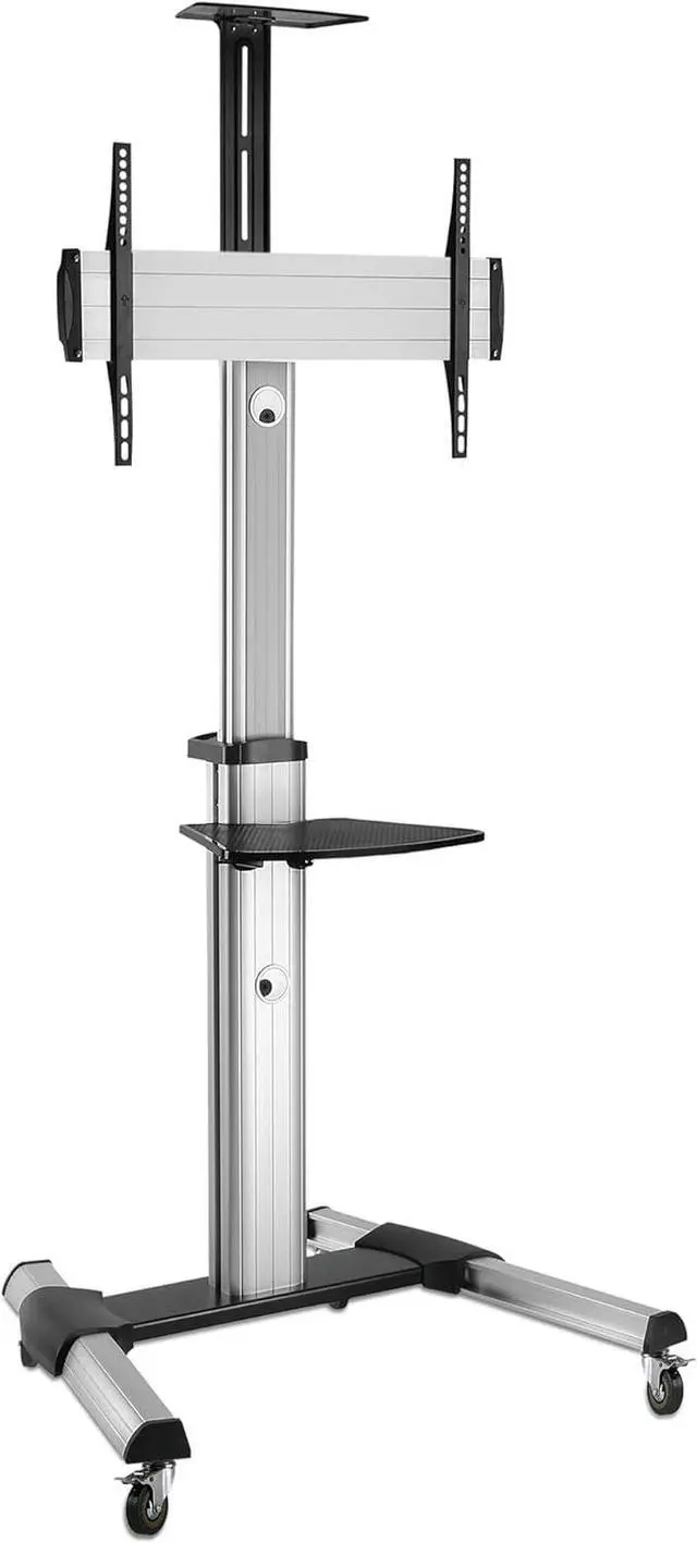 Alt view image 7 of 7 - Mount-It! Mobile TV Stand for Flat Screen Televisions, Height Adjustable Rolling TV Cart for 32, 40, 50, 55, 60, 65 and 70 Inch Screens, 110 Pound Capacity