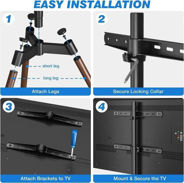 Alt view image 5 of 7 - Rfiver Artistic Easel TV Stand, Height Adjustable & Swivel 100° Tripod TV Stand for 32-65 Inch LCD LED Flat Panel Curved Screen TVs up to 77 lbs, Portable TV Mount for Bedroom, Living Room, Studio