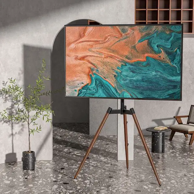 Alt view image 6 of 7 - Rfiver Artistic Easel TV Stand, Height Adjustable & Swivel 100° Tripod TV Stand for 32-65 Inch LCD LED Flat Panel Curved Screen TVs up to 77 lbs, Portable TV Mount for Bedroom, Living Room, Studio