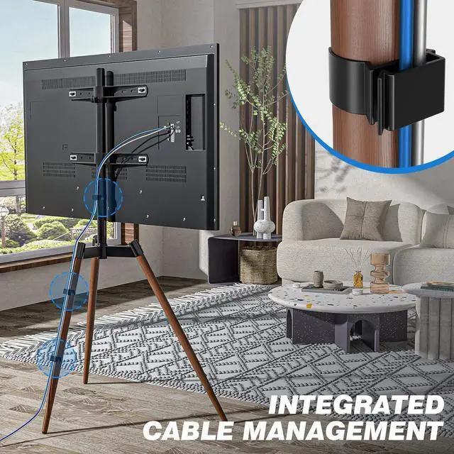 Alt view image 7 of 7 - Rfiver Artistic Easel TV Stand, Height Adjustable & Swivel 100° Tripod TV Stand for 32-65 Inch LCD LED Flat Panel Curved Screen TVs up to 77 lbs, Portable TV Mount for Bedroom, Living Room, Studio