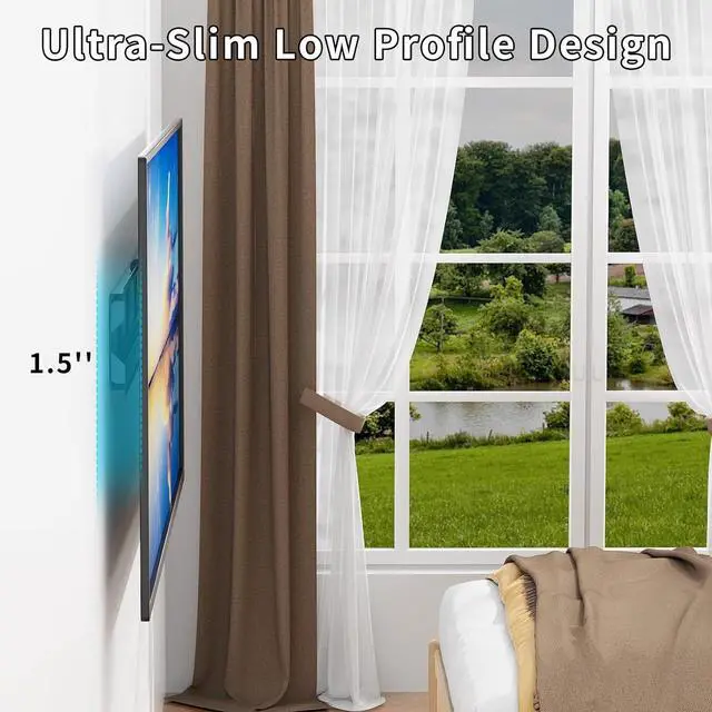 Alt view image 2 of 7 - TV Wall Mount for 42-70 Inch Screen TVs, Fixed Low Profile TV Mount Fits Up to 132lbs & VESA 800x400mm, Adjustable 12 Deg Tilt Wall Mount Tv Bracket