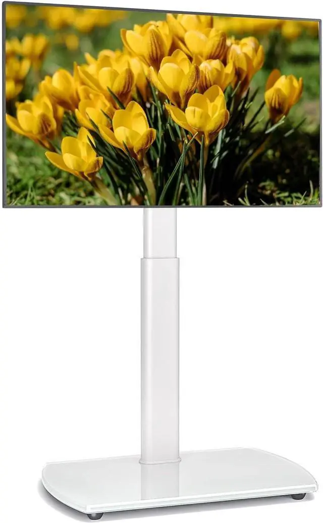 Main image of Rfiver TV Floor Stand with Swivel Mount, Universal for 32-65 Inch LCD LED Flat Screens, White Height Adjustable Space Saving Corner TV Stand for Home Office with Wire Management, VESA 400x400 mm