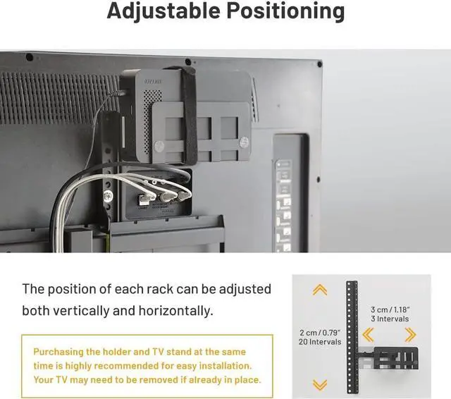 Alt view image 4 of 7 - WALL Multi-Device Holder with 4 Racks + Mounting Hardware, Accessory for TV Stand A2/V2/V2 CASTER/V3/V4/V5