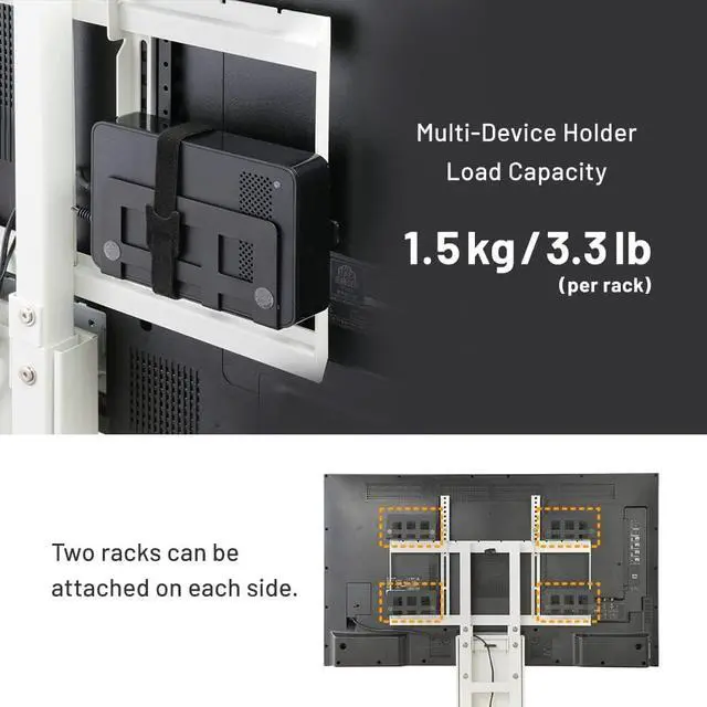 Alt view image 5 of 7 - WALL Multi-Device Holder with 4 Racks + Mounting Hardware, Accessory for TV Stand A2/V2/V2 CASTER/V3/V4/V5