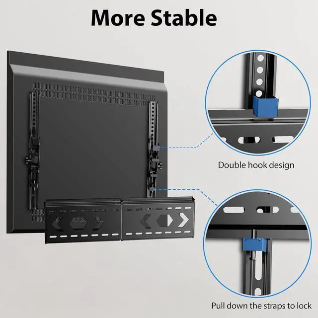 Alt view image 5 of 7 - Tilt TV Wall Mount for 32-84 Inch 4K LED OLED Flat Curved Screens, Universal VESA 600x400mm, Max Load 135 lbs, Up/Down Adjustment 15 Slim Profile TV Mount