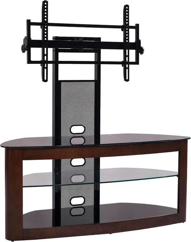Alt view image 3 of 6 - TransDeco TV Stand with with Mount, 35" - 80", Dark Oak/Black