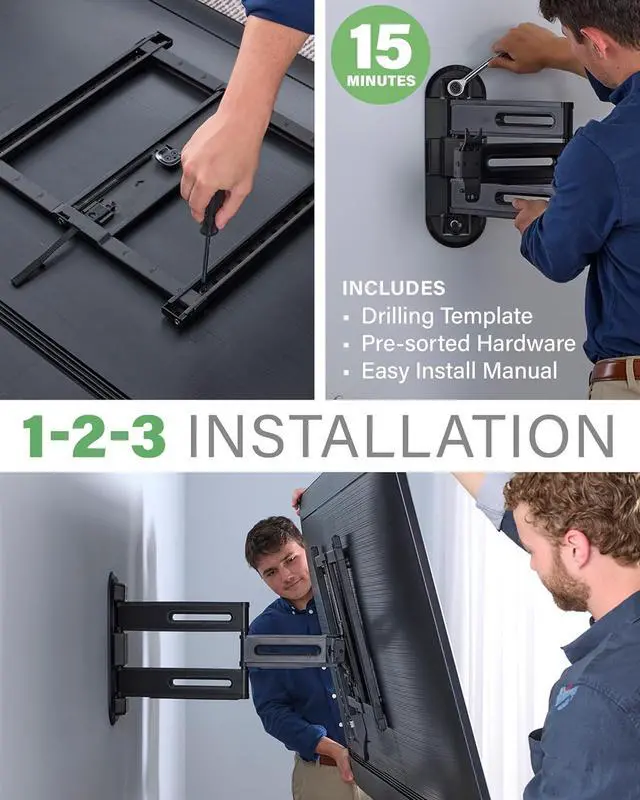 Alt view image 7 of 7 - SANUS Height Adjustable Full Motion TV Wall Mount for 32 to 65 TVs  Raise or Lower TV 3 After Install  Maximizes Compatibility with Your Setup  3 Step DIY w/Smooth Extension, Tilt & Swivel