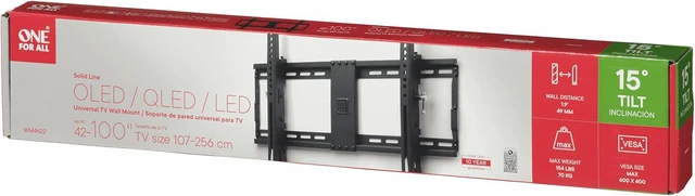Alt view image 3 of 4 - One for All WM4622 Universal TV Wall Mount Solid Tilt Vesa 600 x 400