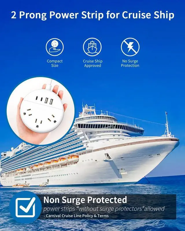 Alt view image 5 of 7 - NTONPOWER 2 Prong Power Strip with USB-C, 1875W/15A, 180° Rotating Plug, Two Prong Power Strip, 2 Prong to 3 Prong Outlet Adapter, 3 Outlets 4 USB, Extension Cord 5 feet, Ideal for Old House