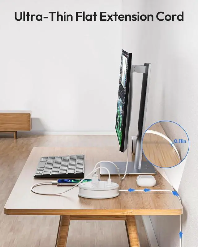 Alt view image 7 of 7 - NTONPOWER Travel Power Strip, Travel Essentials, Cruise Essentials 3 Outlets 4 USB Ports(2 USB C), 4FT Wrapped Around Extension Cord for Travel Cruise Ship Beach Vacation Essentials White