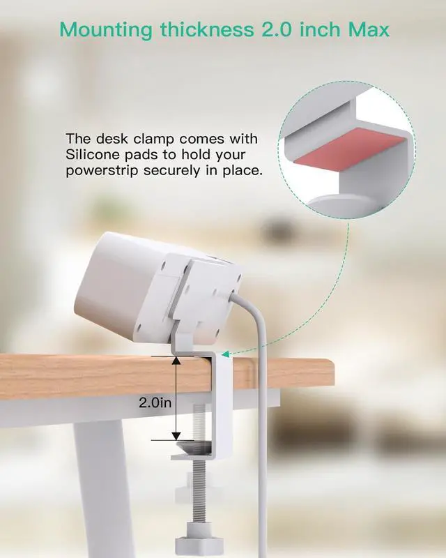 Alt view image 5 of 7 - PD30W Desk Clamp Power Strip, Desktop Mount Surge Protector, Fast Charging Station, 5Ft Extension Cord Desk Edge Mount Shelf with 4 Outlets 4 USB Ports (2 USB C), Home Office Accessories Essentials