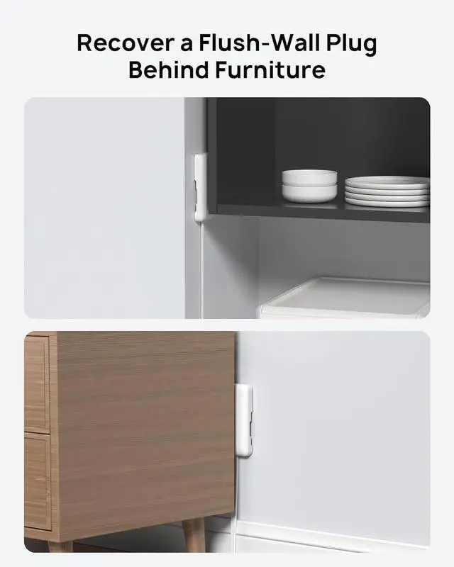 Alt view image 3 of 7 - TROND Flat Outlet Cover Extender - 6FT Flat Extension Cord with 8 Outlet and 4 USB, Ultra-Thin Power Strip Cord Concealer with 1700 Surge Protector, Idea for Home Improvement to Hide TV Messy Cord