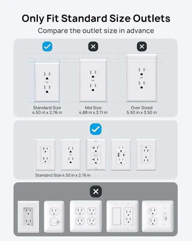 Alt view image 7 of 7 - TROND Flat Outlet Cover Extender - 6FT Flat Extension Cord with 8 Outlet and 4 USB, Ultra-Thin Power Strip Cord Concealer with 1700 Surge Protector, Idea for Home Improvement to Hide TV Messy Cord