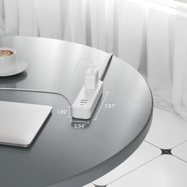 Alt view image 2 of 7 - Flat Socket Extension Cord 3 FT Surge Protector Power Strip with 2 AC Outlets 1 USB C and 2 USB A Ports, Multiple Wall Outlet Extender Suitable for Home Dorm Desk Garage Work Travel Apartment (3FT)