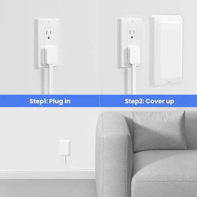 Alt view image 3 of 7 - Flat Socket Extension Cord 3 FT Surge Protector Power Strip with 2 AC Outlets 1 USB C and 2 USB A Ports, Multiple Wall Outlet Extender Suitable for Home Dorm Desk Garage Work Travel Apartment (3FT)