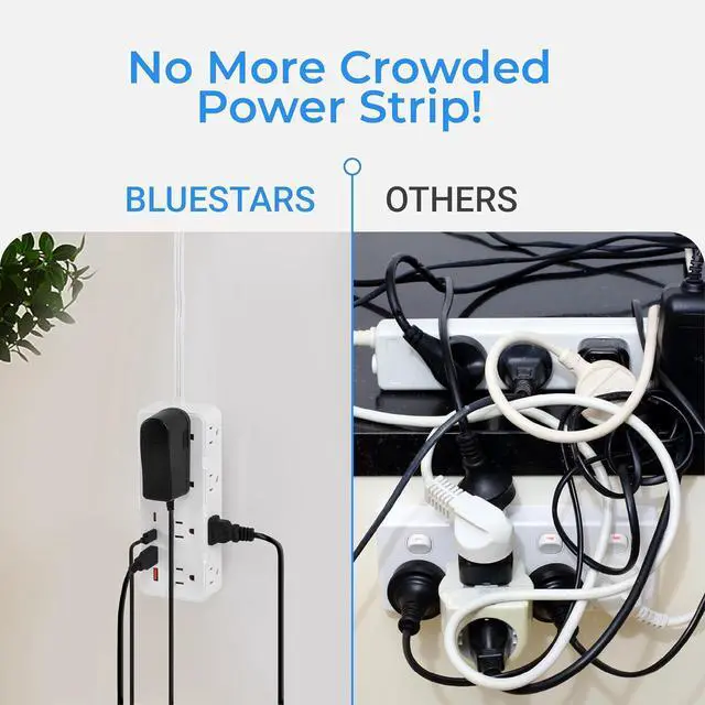 Alt view image 6 of 7 - Short Extension Cord 1Ft - 8 Outlets Power Strip Flat Plug Surge Protector with 4 USB (5V 3.4A 17W), Multi Plug Wall Outlet Splitter, Desk Charging Station for Home Office Dorm Collages