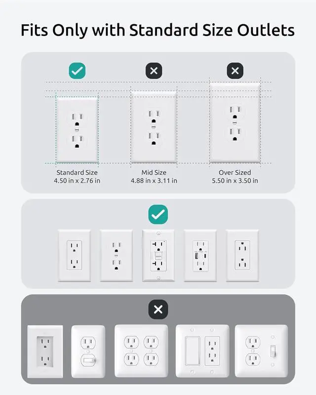 Alt view image 5 of 7 - Outlet Cover Extension Cord Flat 6ft, NUTICT Flat Plug Power Strip with 8 Outlets & 3 USB-C & 1 USB-A Port, 13A/1625W, 1440J Surge Protector, Indoor 3 Prong Flat Wall Plug for Tight Spaces, White