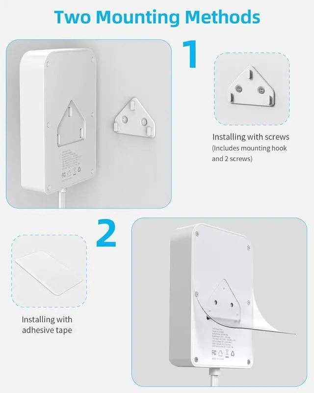 Alt view image 3 of 7 - 5 FT Flat Plug Extension with 4 USB(2 USB C), 6 AC Outlets Multiple Plug Expander Wall Charger, Ultra Thin Extension Cord, Power Strip Surge Protector for Home Office Kitchen. White