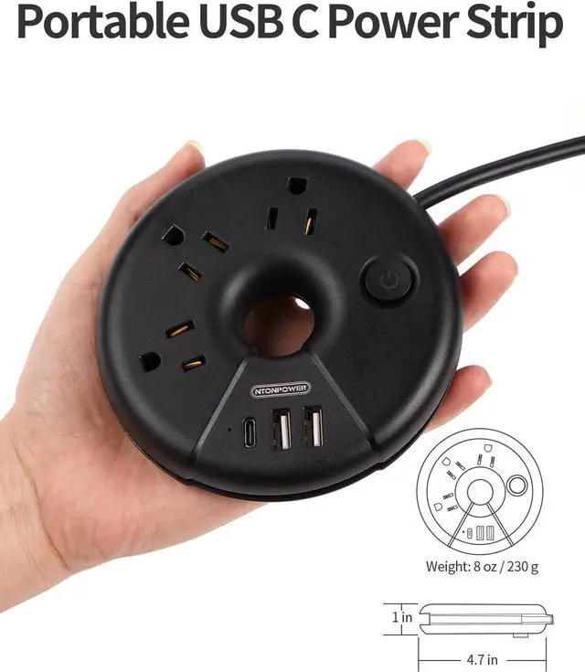 Alt view image 6 of 6 - Extra Long Extension Cord 25 ft, NTONPOWER Flat Plug Power Strip with 3 Outlets 3 USB Ports(1 USB C), Flat Plug Extension Cord, Extension Cord with Multiple Outlets for Lndoor, Home, Office, Dorm