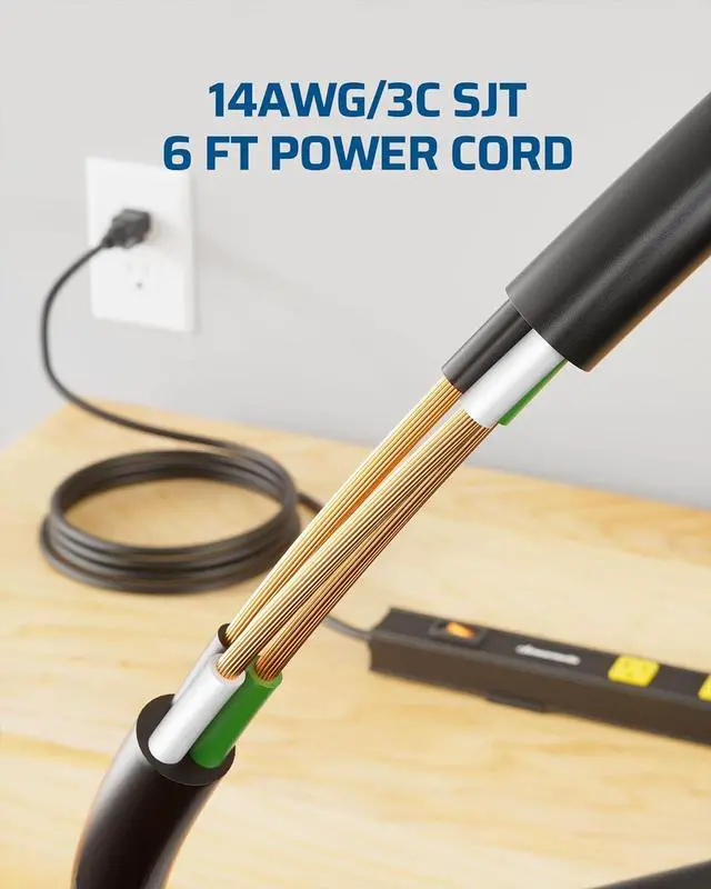 Alt view image 4 of 7 - DEWENWILS 9 Outlet Heavy Duty Power Strip with Circuit Breaker, UL Listed, Wide Spaced Long Power Strip, 6FT Power Cord, Wall Mount Metal Power Bar for Workshop, Enclosed Garage, Office, Workbench