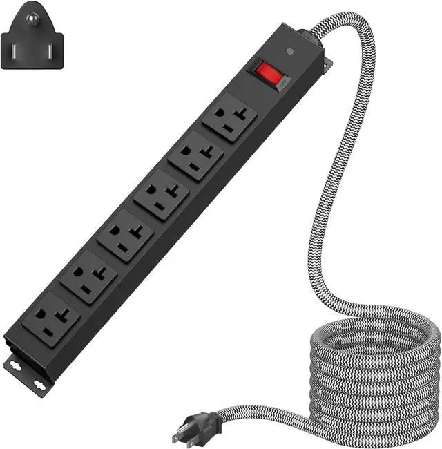 Main image of Heavy Duty Power Strip 20 amp Surge Protector,Wall mountable Power Strip,12 Gauge Extension Cord 5-15P Adapter High Amp 6-20R T-Slot Industrial Outlet,for Garage,Workshop & Industrial