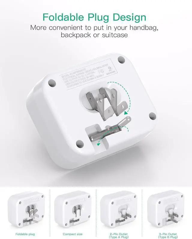 Alt view image 2 of 7 - Cruise Ship Essentials, Cruise Power Strip with Foldable Plug, Travel Essentials with USB C, Outlet Extender No Surge Protector, Multi Plug Wall Outlet with 3 Outlets,Outlet Adapter Japan Plug Adapter