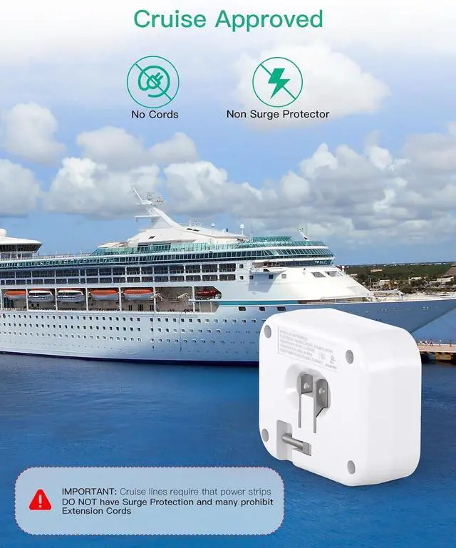 Alt view image 7 of 7 - Cruise Ship Essentials, Cruise Power Strip with Foldable Plug, Travel Essentials with USB C, Outlet Extender No Surge Protector, Multi Plug Wall Outlet with 3 Outlets,Outlet Adapter Japan Plug Adapter