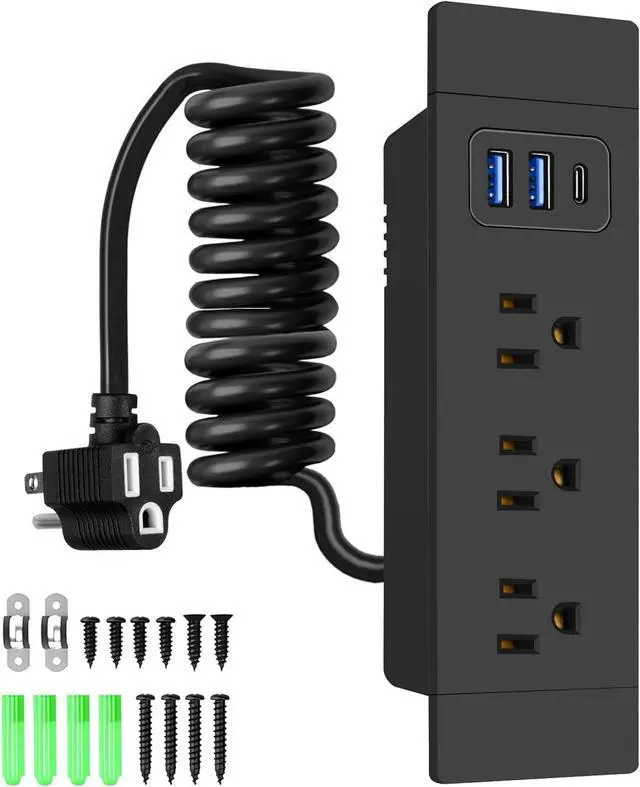 Main image of Docking Drawer Charging Station,Mounted Furniture Drawer Outlet Kit with Outlet Extender - 5FT Power Cord with Spring Cable, UL Listed for Safe & Tidy Drawer Installation