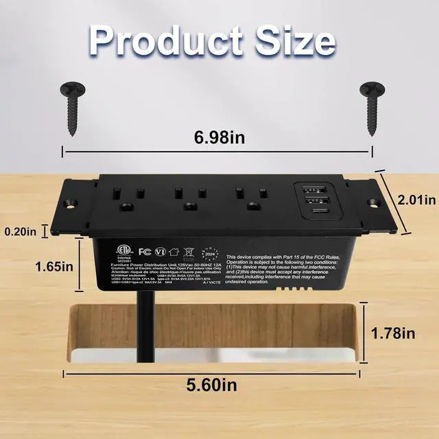 Alt view image 6 of 7 - Docking Drawer Charging Station,Mounted Furniture Drawer Outlet Kit with Outlet Extender - 5FT Power Cord with Spring Cable, UL Listed for Safe & Tidy Drawer Installation