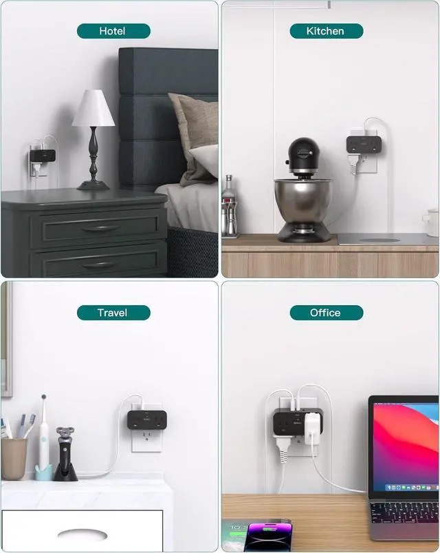 Alt view image 5 of 7 - Cruise Ship Essentials, Travel Power Strip - Outlet Extender with 4 AC Outlets 3 USB (2 USB C), No Surge Protector Cruise Approved for Carnival, Royal, Multi Plug Adapter for Cruise Travel Essentials