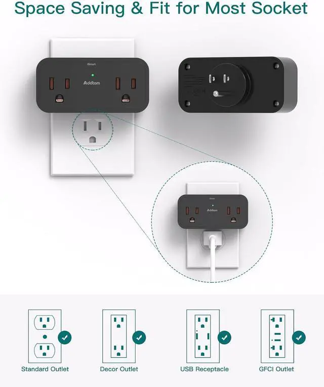 Alt view image 7 of 7 - Cruise Ship Essentials, Travel Power Strip - Outlet Extender with 4 AC Outlets 3 USB (2 USB C), No Surge Protector Cruise Approved for Carnival, Royal, Multi Plug Adapter for Cruise Travel Essentials