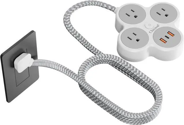 Alt view image 3 of 7 - 6-in-1 Wall Mount Power Strip with 3 AC Outlets, 2 USB Ports, 1 Type-C Port | Multi-Outlet Charging Station for Home, Office, Travel | Surge Protector with Overload Protection