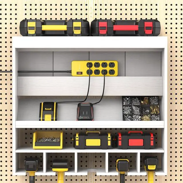 Alt view image 4 of 7 - Heavy Duty Power Strip,Industrial Heavy Metal Case Surge Protector,8 AC Outlets,15Amp,2700 Joules,Protected' Indicator,14 Gauge Cord (Yellow, 6FT Length)