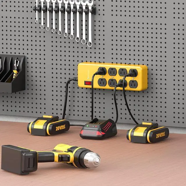 Alt view image 7 of 7 - Heavy Duty Power Strip,Industrial Heavy Metal Case Surge Protector,8 AC Outlets,15Amp,2700 Joules,Protected' Indicator,14 Gauge Cord (Yellow, 6FT Length)