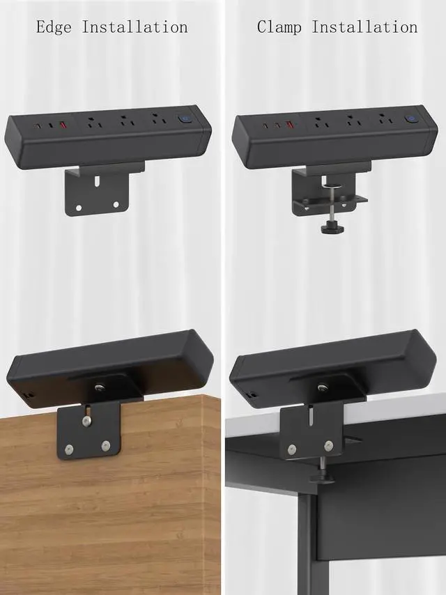 Alt view image 2 of 7 - Desk Clamp Power Strip with 65W USB-C&USB A Ports 3 AC Outlet, Nightstand Edge Mount Charging Station Power Strip with USB-C Ports Tabletop Surge Protector for Home Office, Dorm Room(Black)
