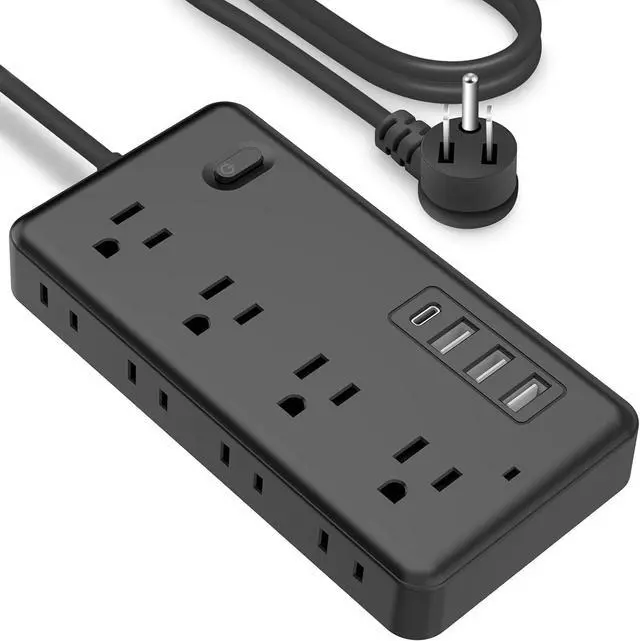 Main image of FUAUFAS 10 FT Surge Protector Power Strip, Extension Cord with 8 AC Outlets 3 USB (1 USB C) Ports, Flat Plug, Multi Outlet Wall Plug for Travel, College, Dorm Room Essentials.
