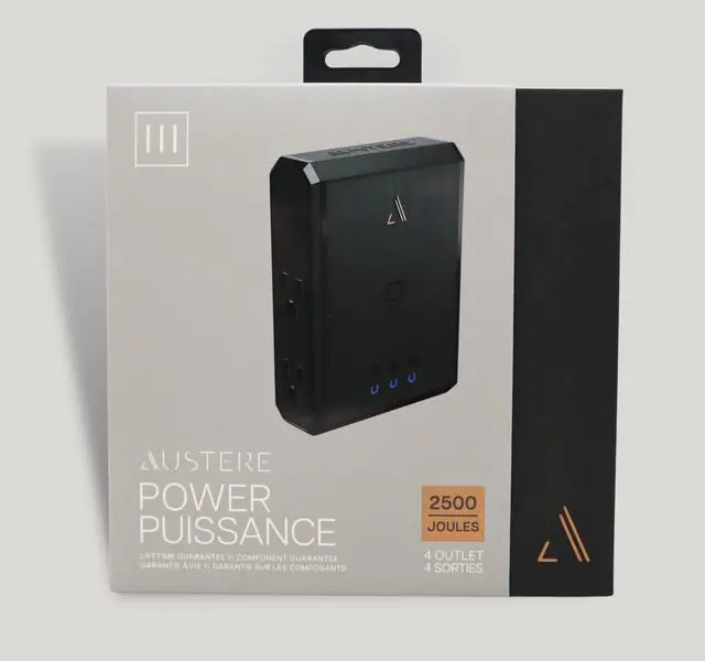 Alt view image 6 of 7 - Austere III Series, Wall Power 4 Outlet Surge Protector, 2500 Joules, EMI/RFI Filtering, Flameless MOV, Overcurrent Protection, SmartFit Outlets, 4 Year Component Guarantee