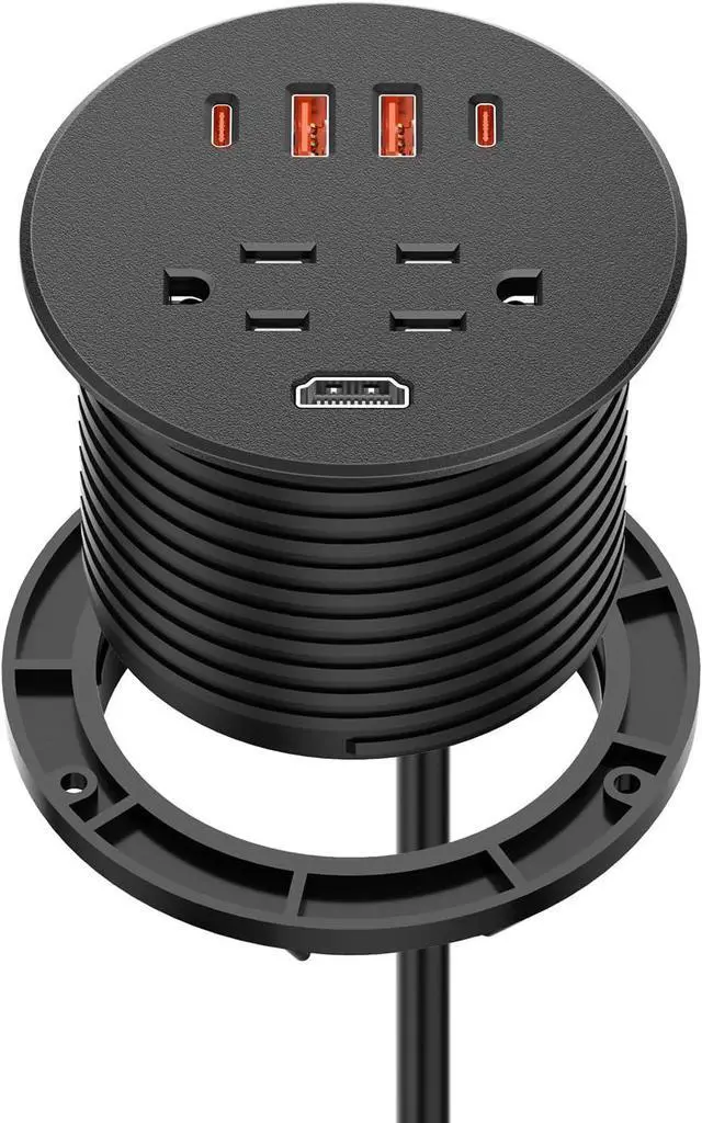 Main image of Desk Power Grommet with 35W USB C Fast Charging, 3 Inch Desktop Recessed Outlet with 4 USB Ports, HDMI Ports, Flush Mount Outlets Desk Charging Station for Conference Rooms, Office Tables, Furniture